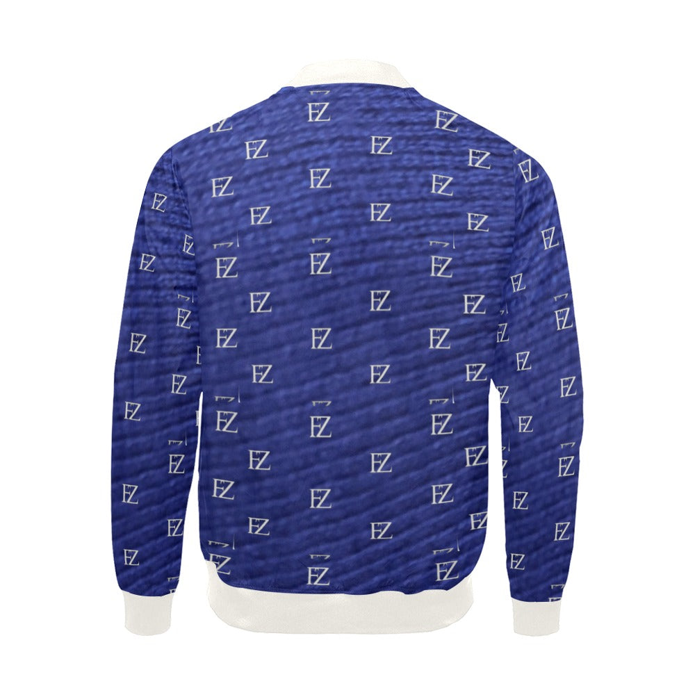 fz men's designer jacket- blue white men's all over print casual jacket (model h19)