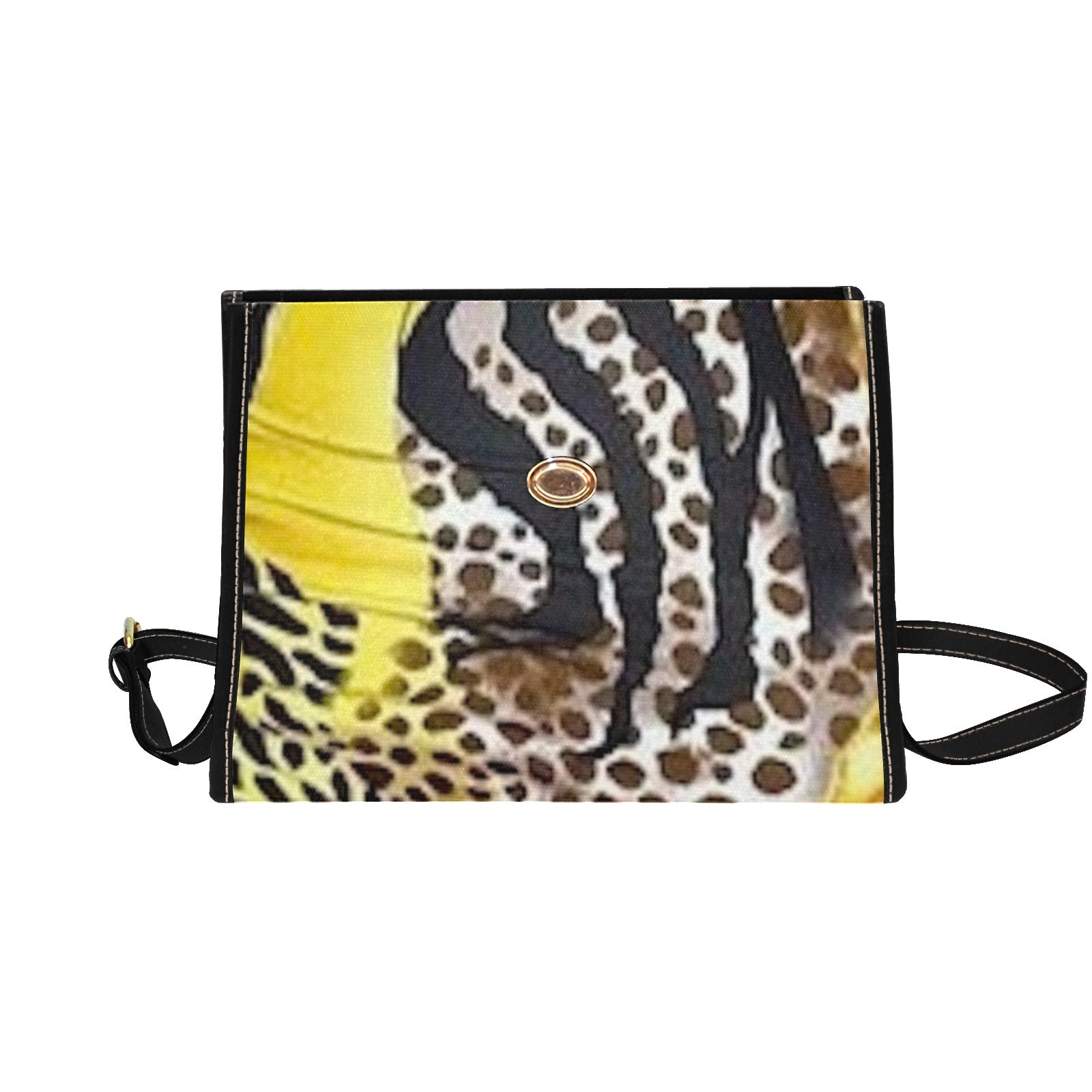 fz leopard print handbag all over print canvas bag (model 1641)(black)