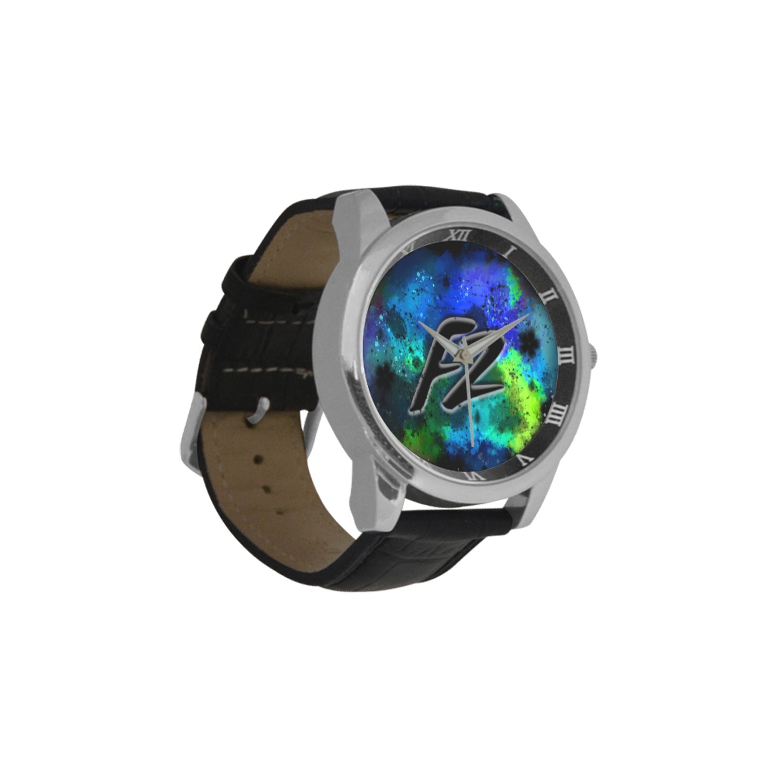 fz men's watch men's leather strap large dial watch (model 213)