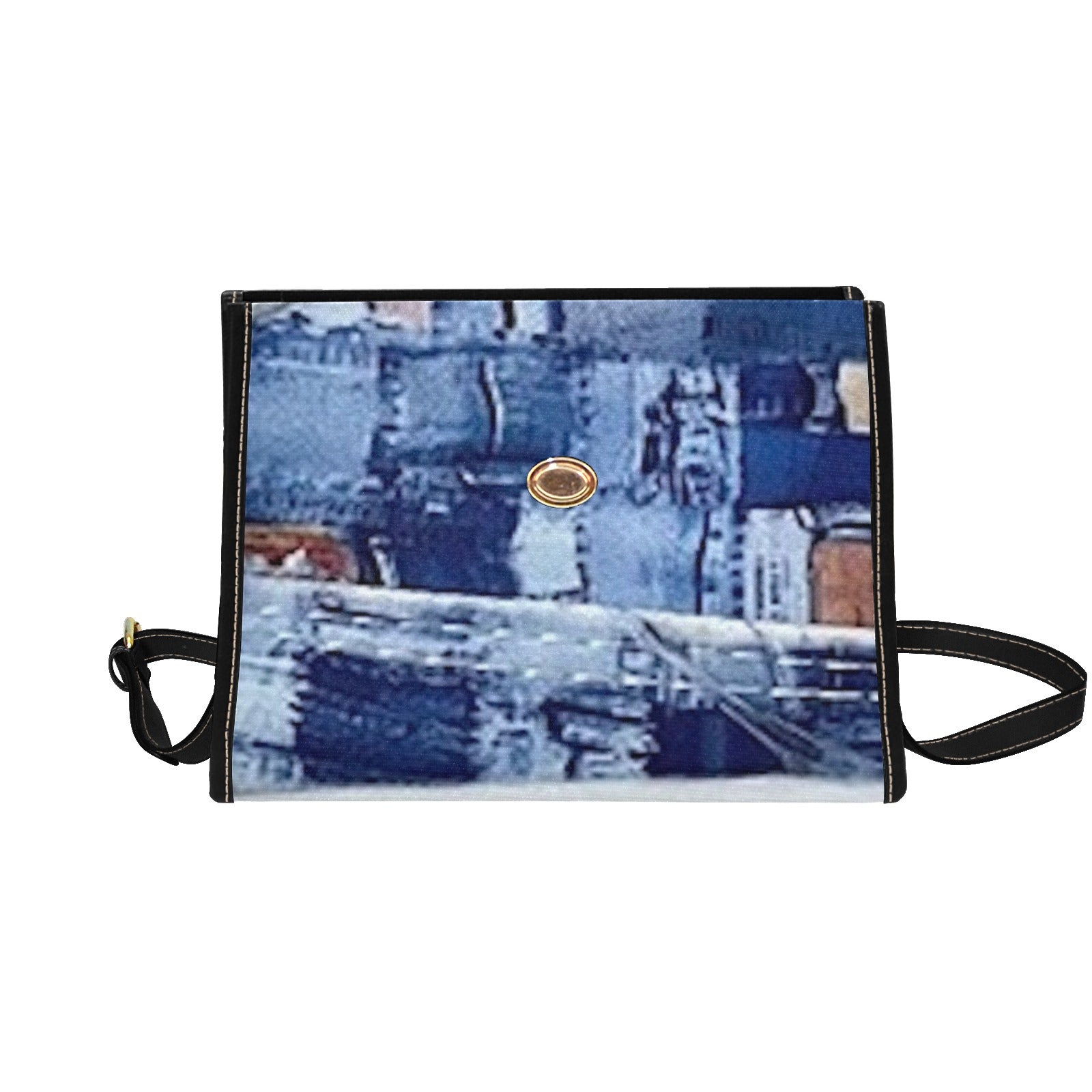 fz denim handbag all over print canvas bag (model 1641)(black)