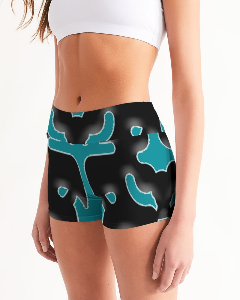 fz blue zone women's mid-rise yoga shorts