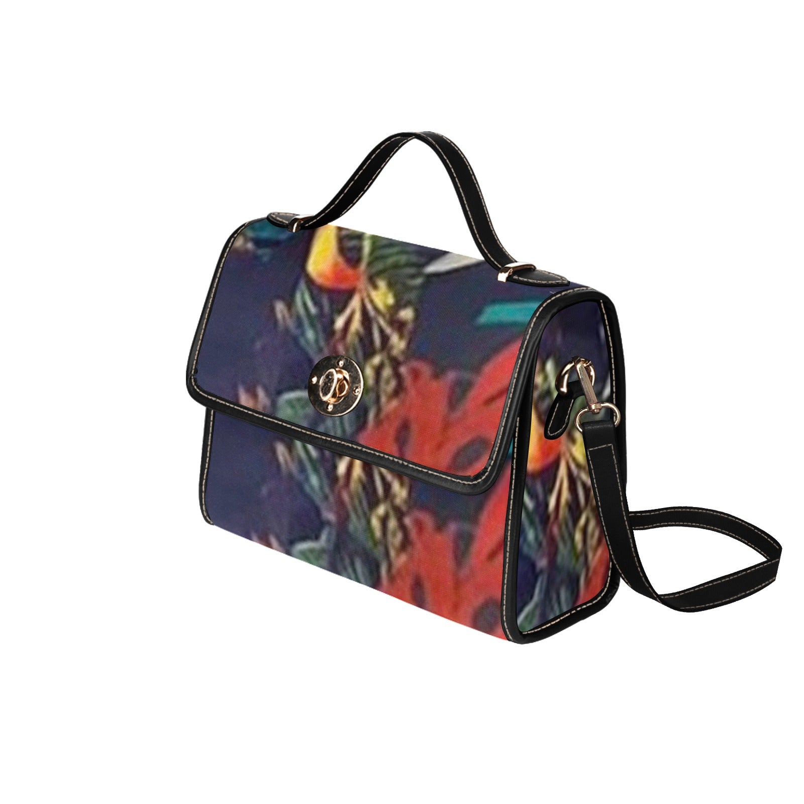 fz flowery handbag all over print canvas bag (model 1641)(black)