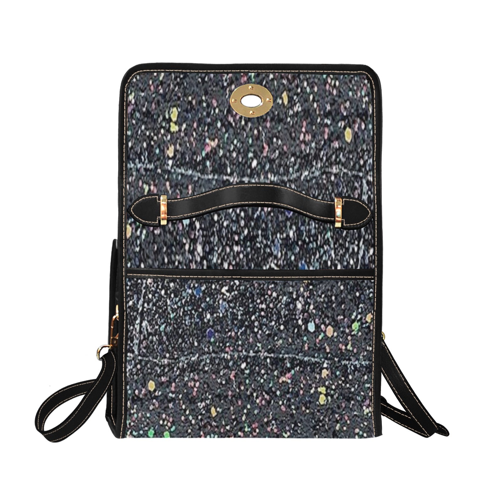 fz rhinestone handbag all over print canvas bag (model 1641)(black)