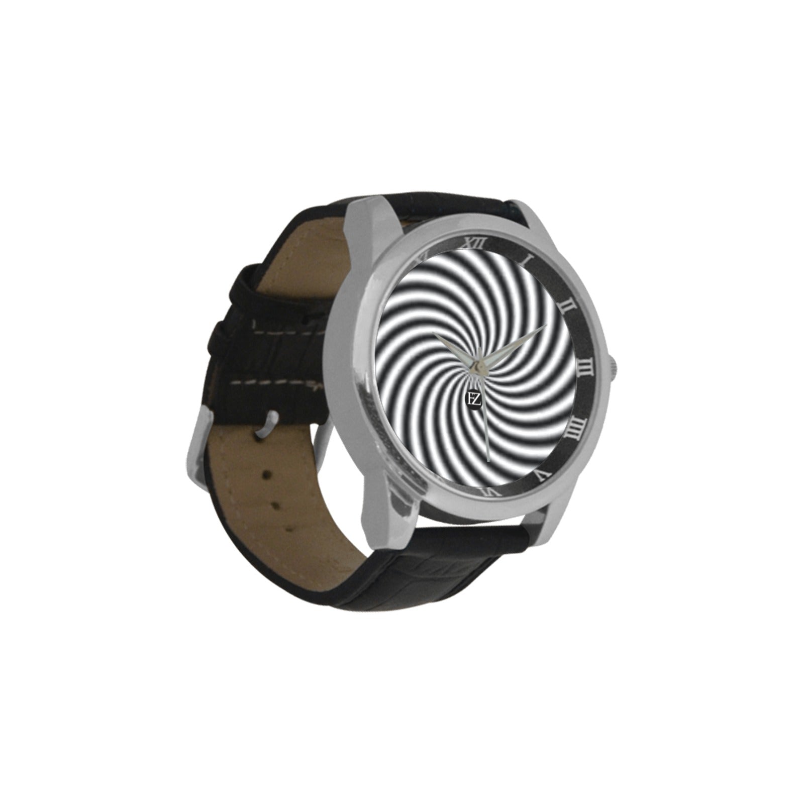 fz men's watch men's leather strap large dial watch (model 213)