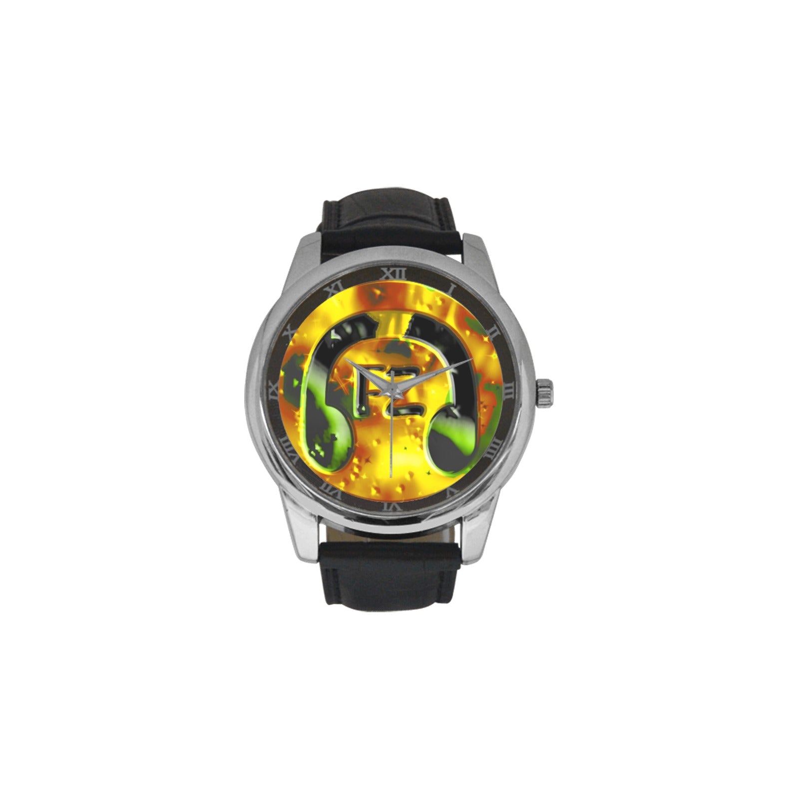 fz original watch - yellow men's leather strap large dial watch (model 213)