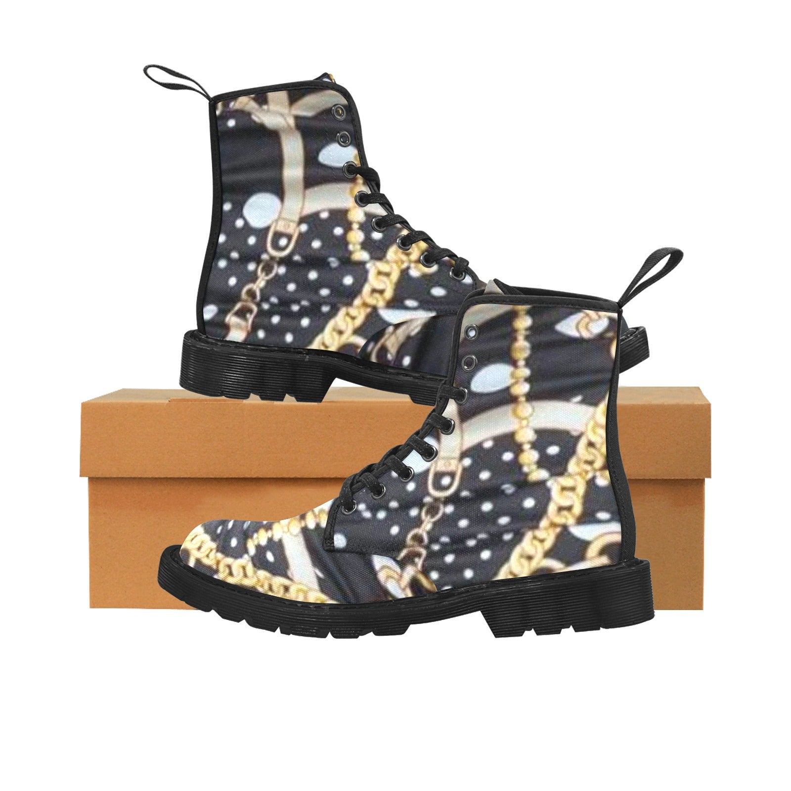 fz women's boot women's lace up canvas boots (model1203h)(black)