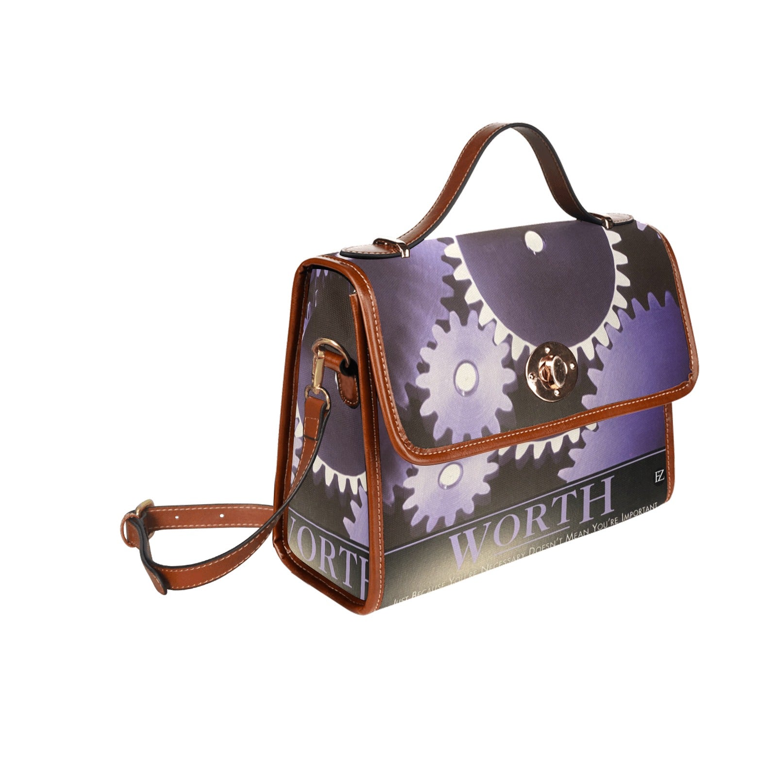 fz worth handbag all over print waterproof canvas bag(model1641)(brown strap)