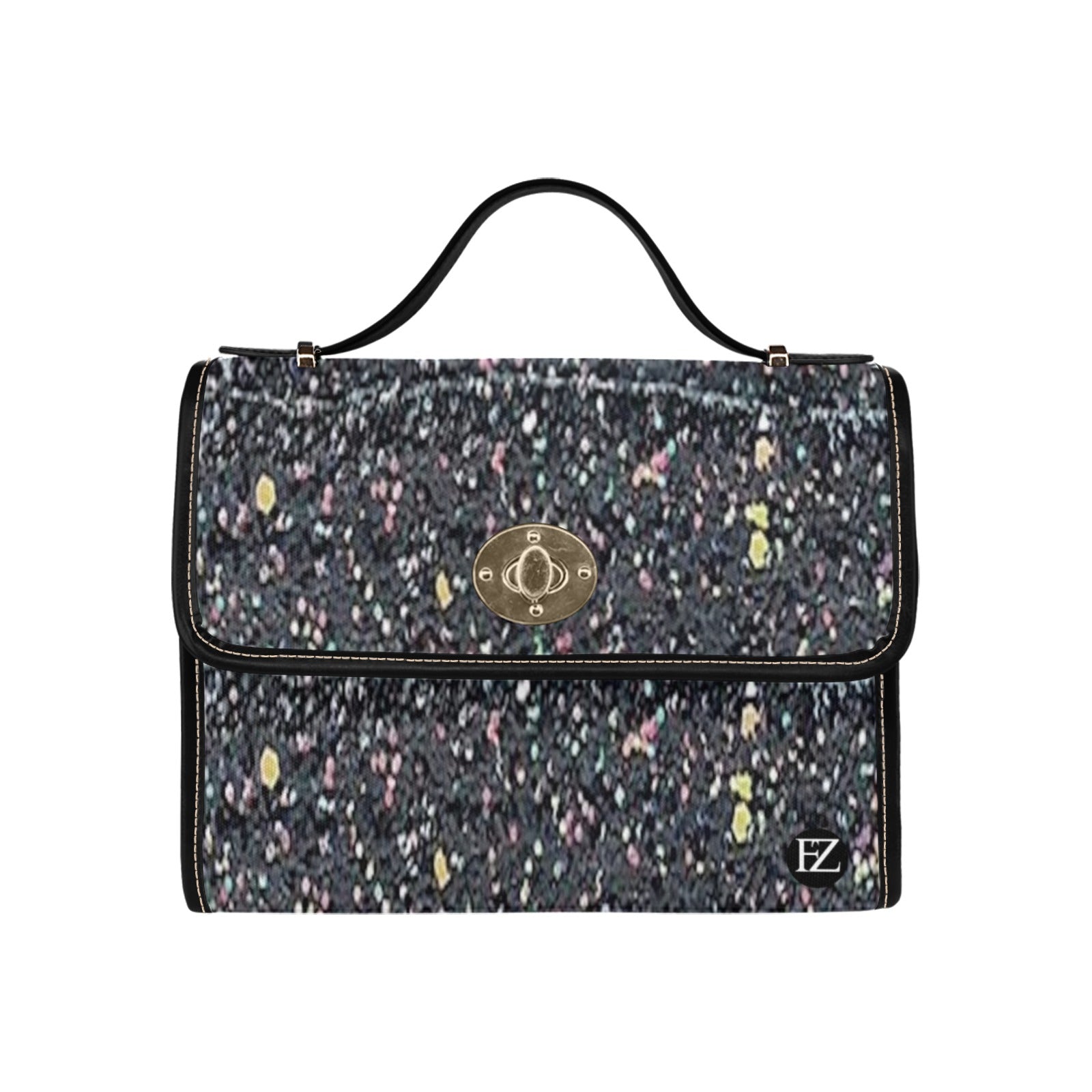 fz rhinestone handbag all over print canvas bag (model 1641)(black)
