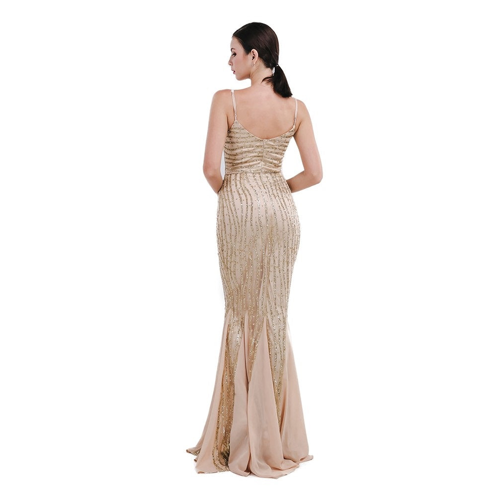 fz women's gold evening dress