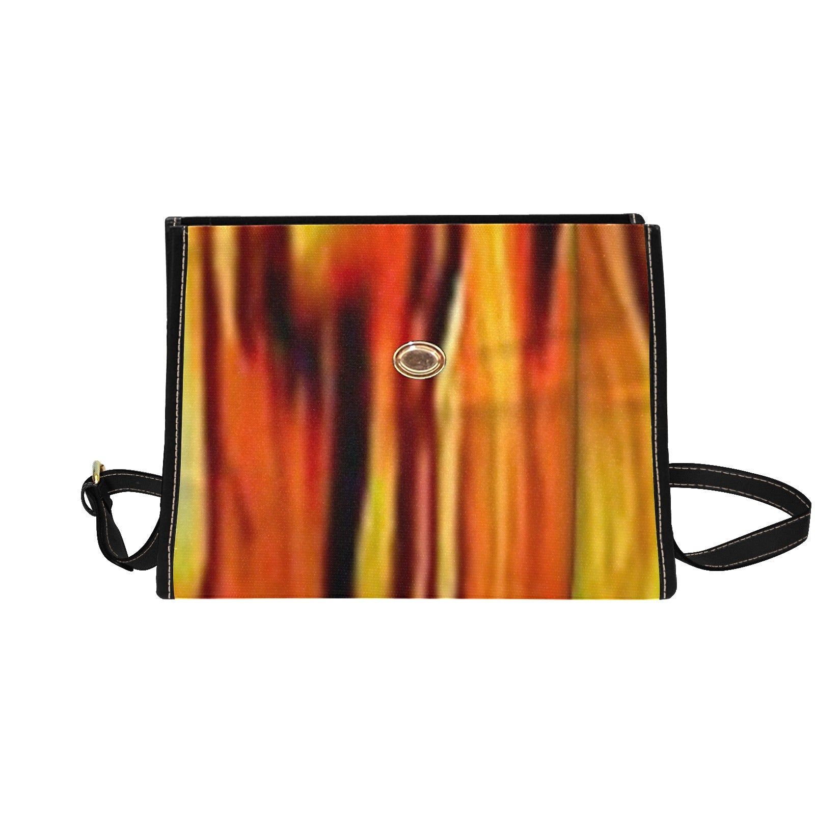 fz yellowish handbag all over print canvas bag (model 1641)(black)