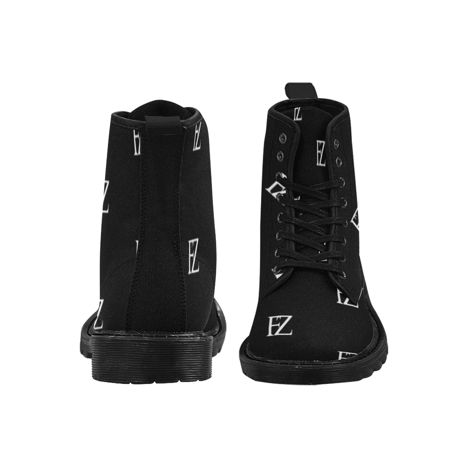 fz women's boot women's lace up canvas boots (model1203h)(black)