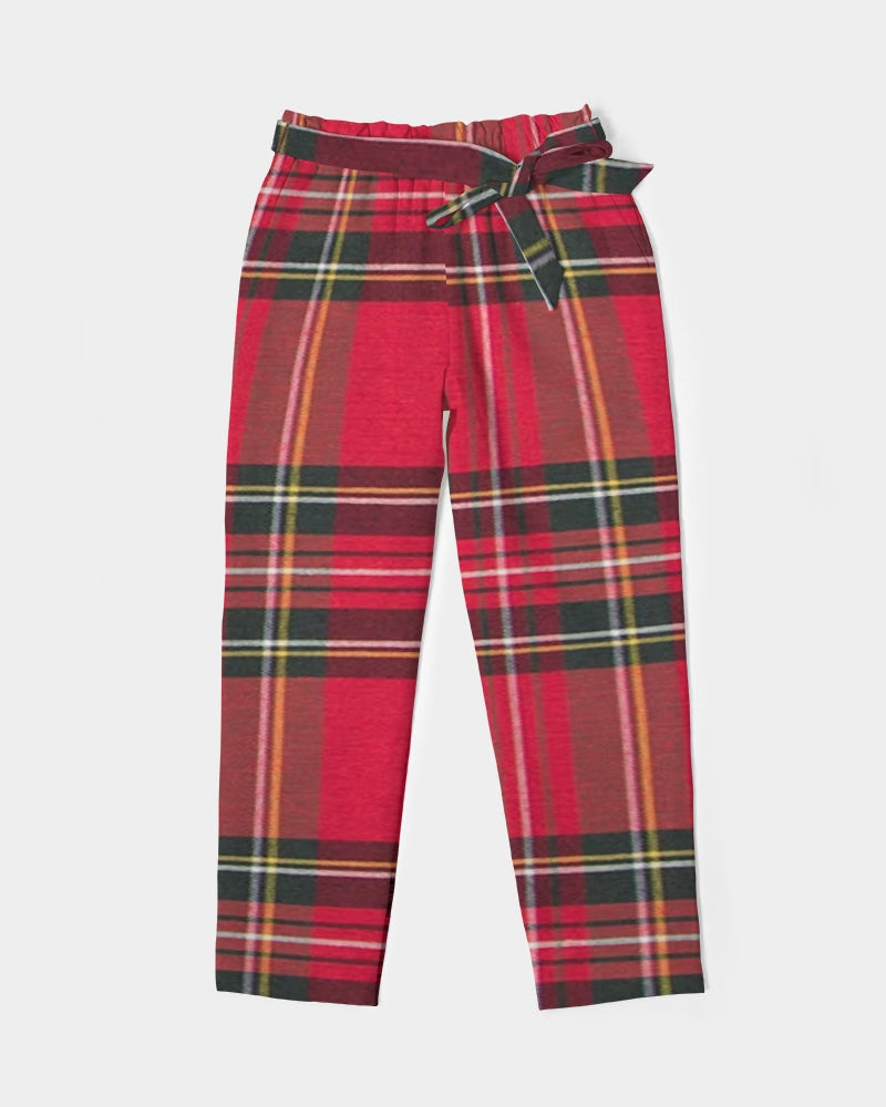 fz plaid too women's belted tapered pants