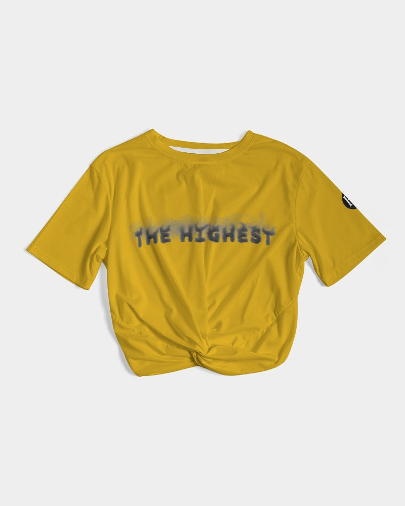 yellow zone women's twist-front cropped tee