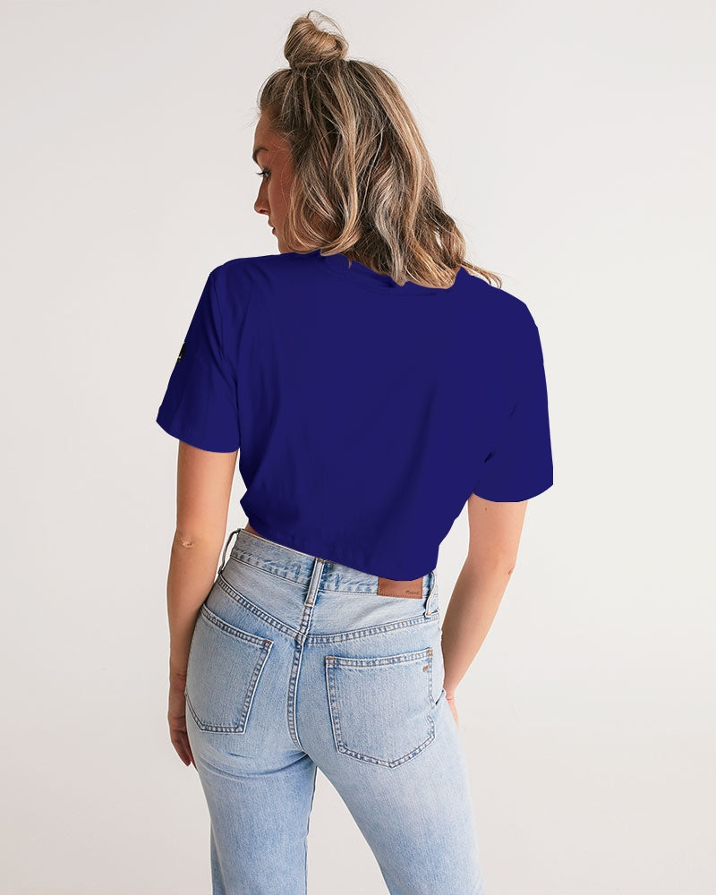 blue sea women's twist-front cropped tee