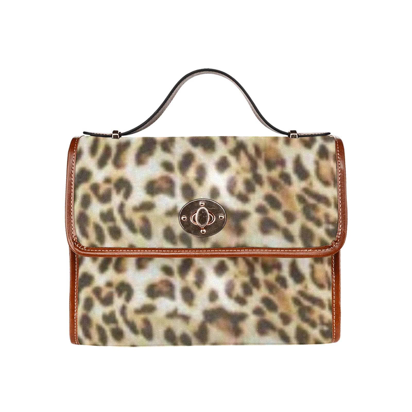 fz leopard handbag all over print waterproof canvas bag(model1641)(brown strap)