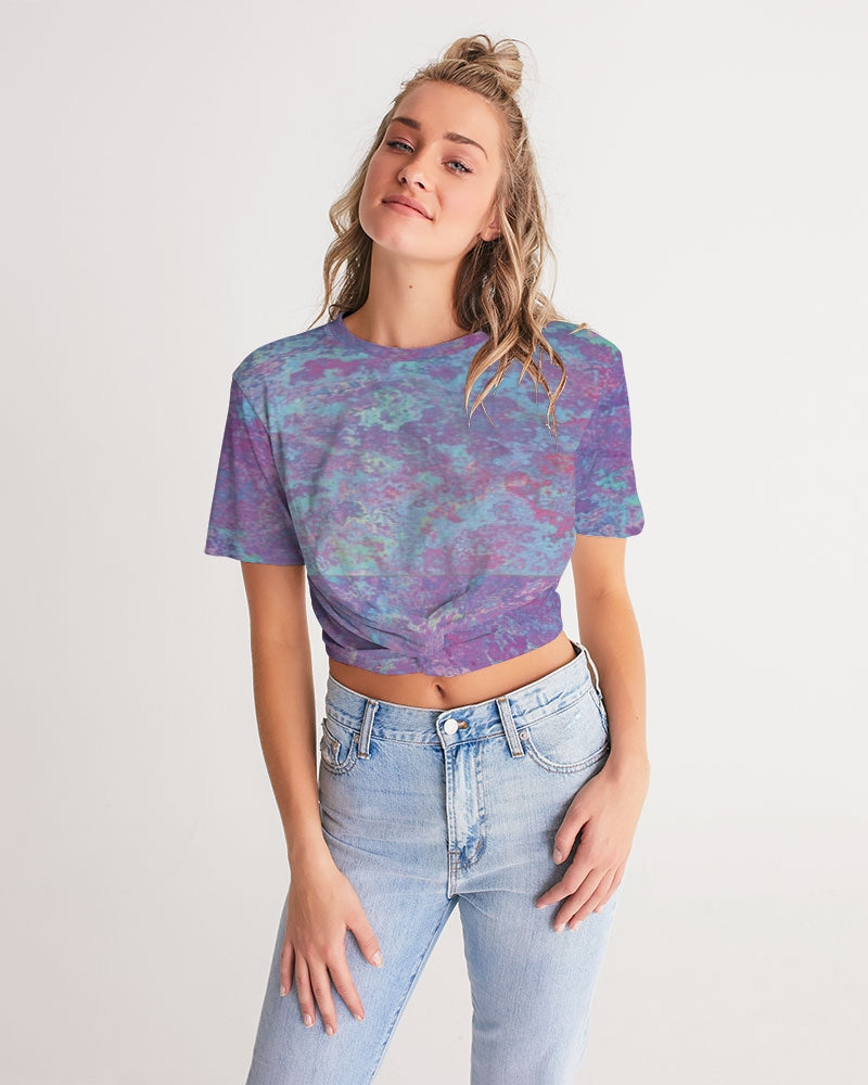 fz wash women's twist-front cropped tee