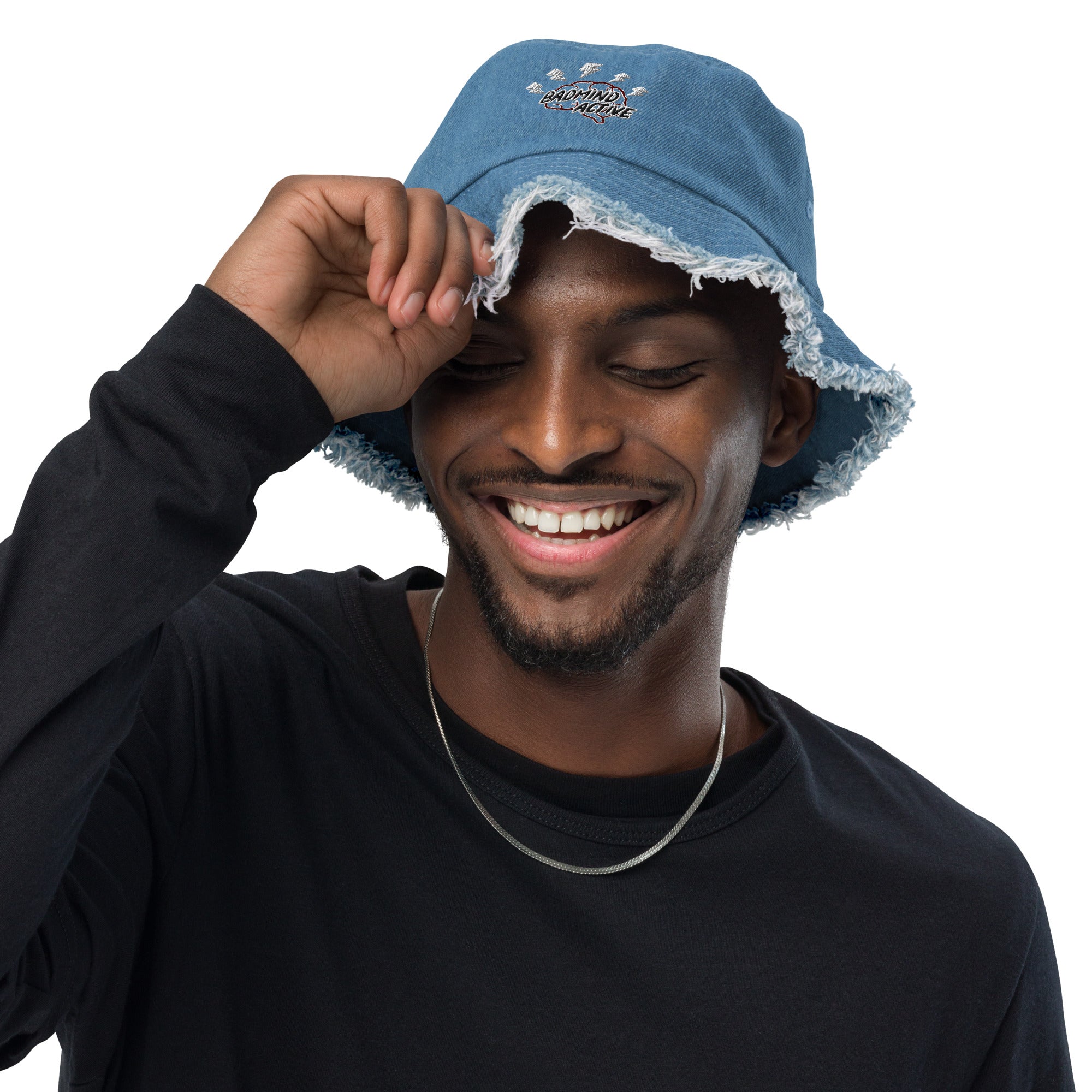 fz distressed denim bucket hat