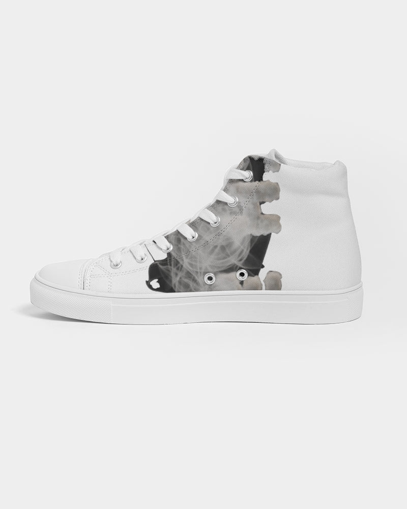 clean stamp men's hightop canvas shoe