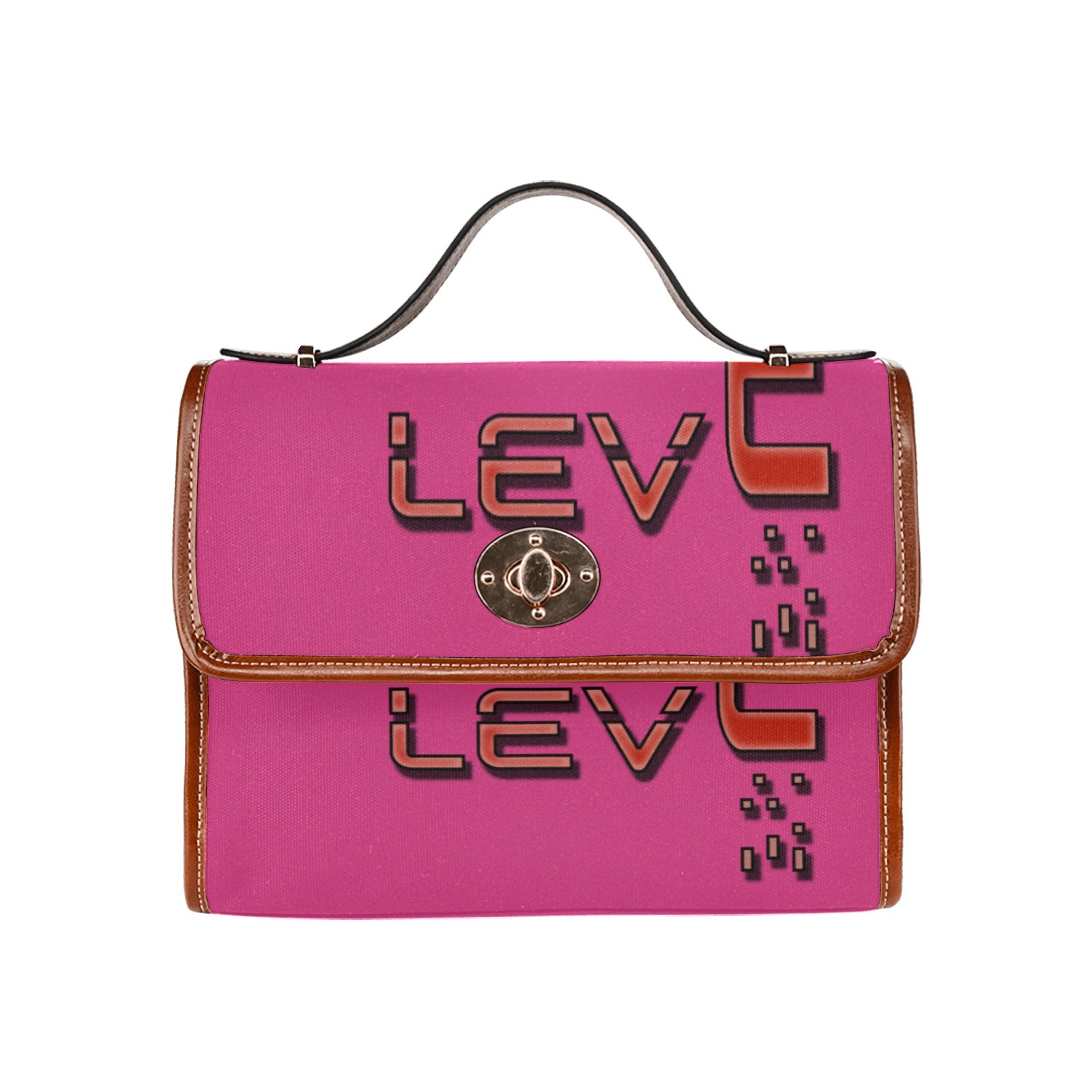 fz red levels handbag one size / fz - levels bag-fuchsia all over print waterproof canvas bag(model1641)(brown strap)