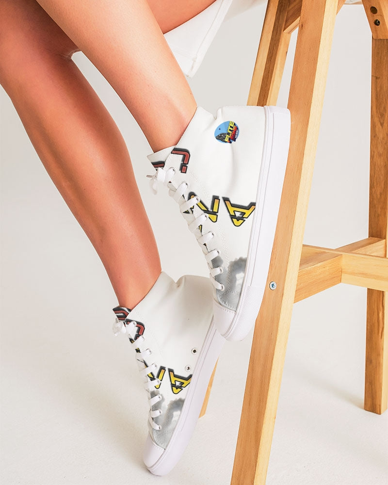 white zone women's hightop canvas shoe