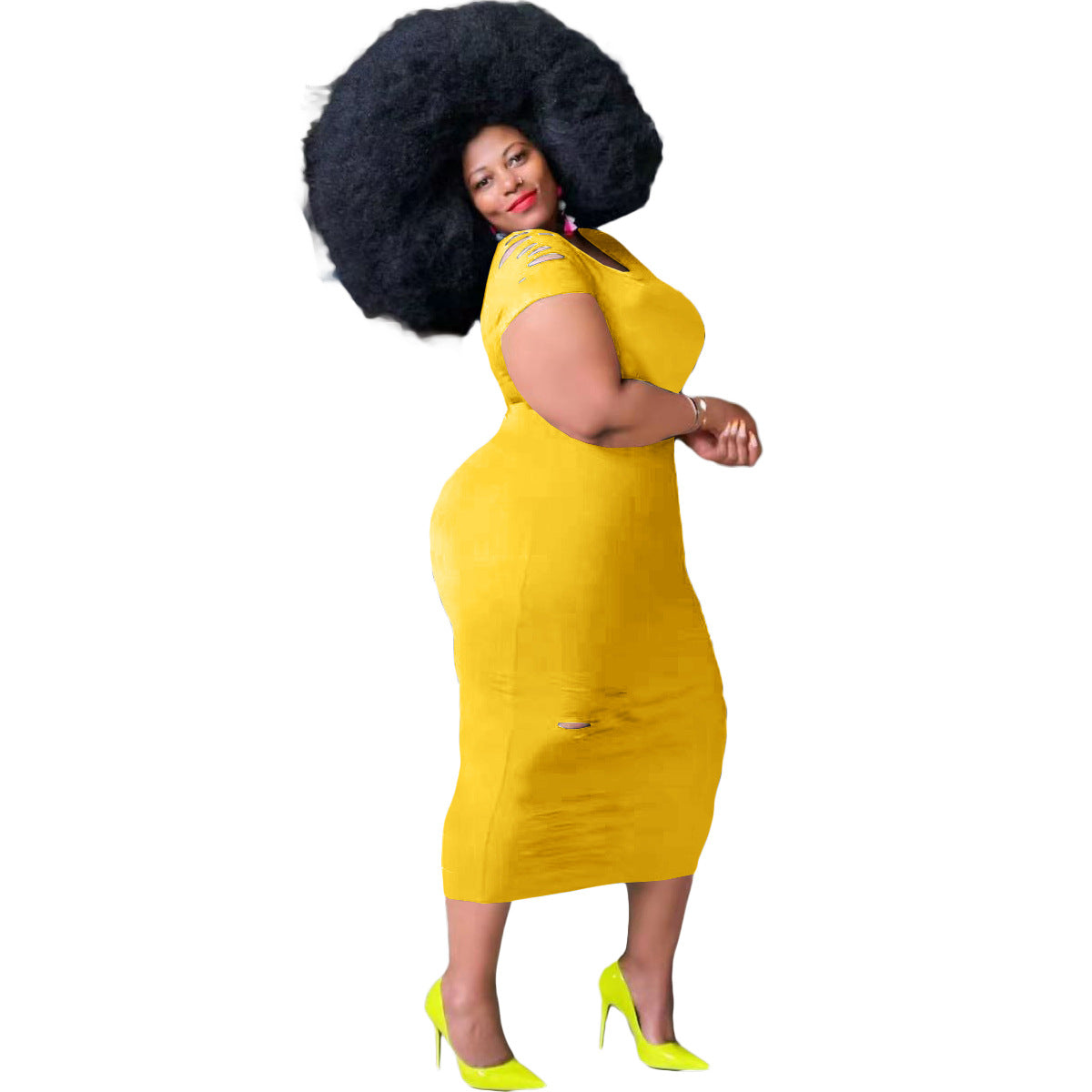 fz women plus size solid short sleeve dress