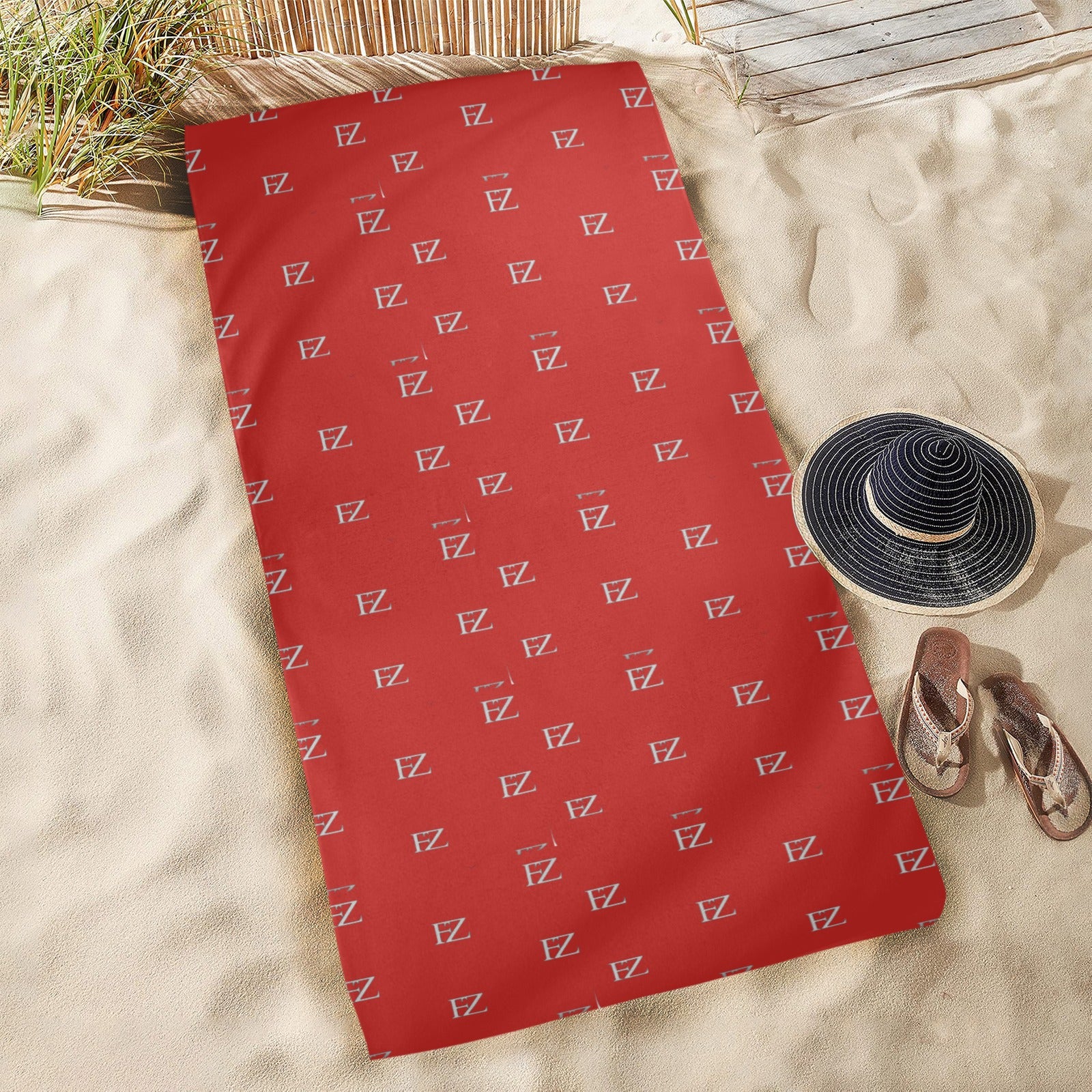 fz towel - red beach towel 31"x71"(new)( made in queen)