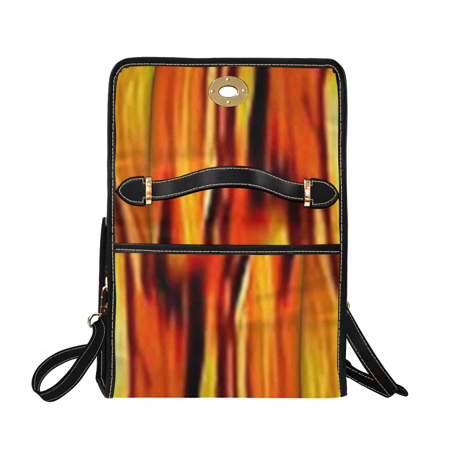 fz yellowish handbag all over print canvas bag (model 1641)(black)