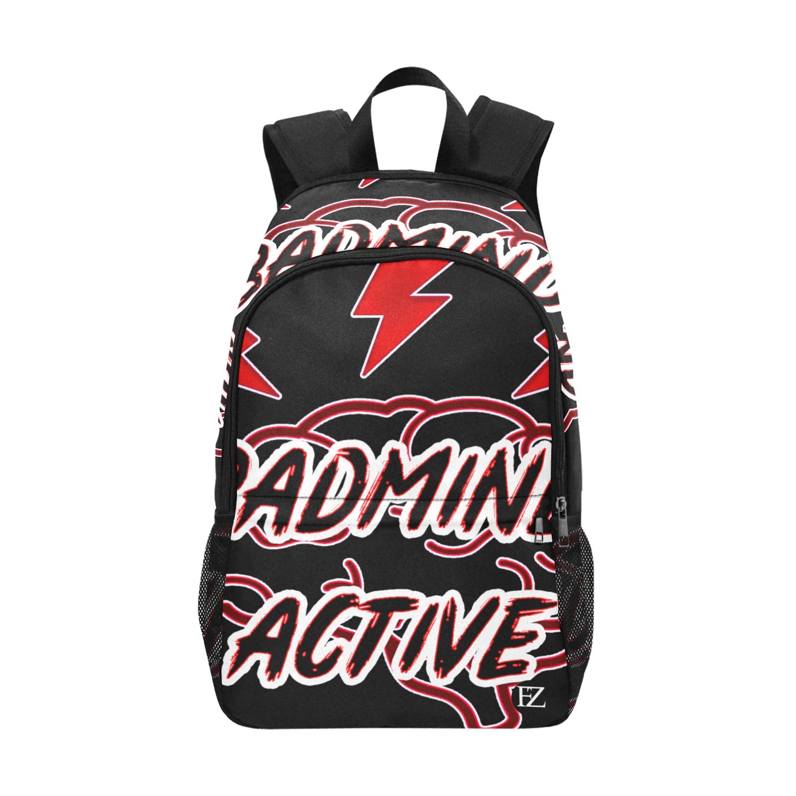 fz mind backpack one size / fz mind backpack - black all-over print unisex casual backpack with side mesh pockets (model 1659)