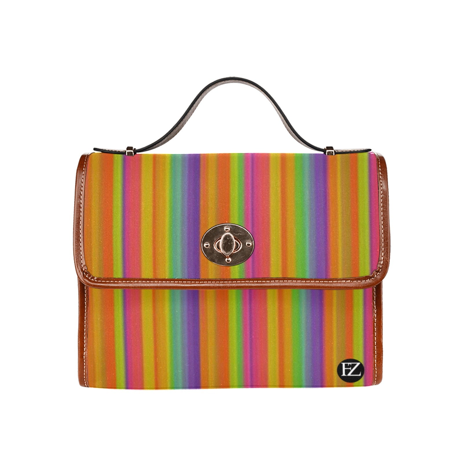 fz women's abstract hand bag all over print waterproof canvas bag(model1641)(brown strap)