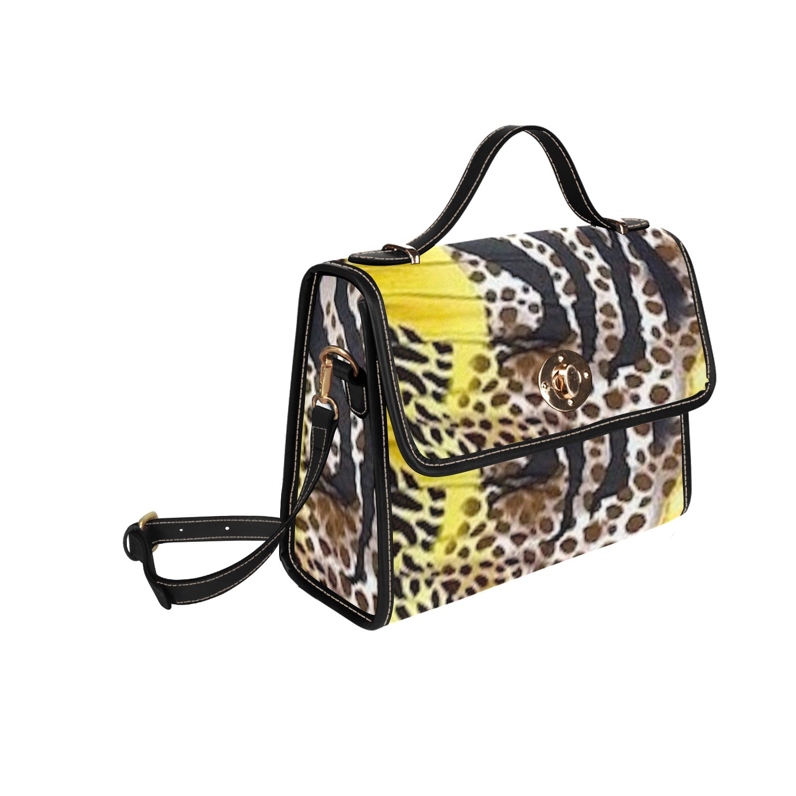 fz leopard print handbag all over print canvas bag (model 1641)(black)