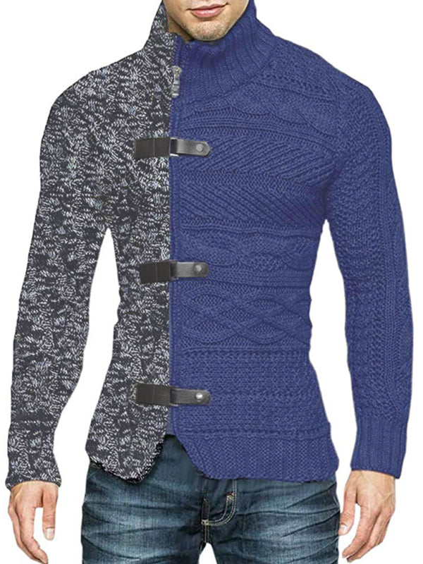 FZ Men's high -necked buckle long -sleeved knit sweater shirt - FZwear