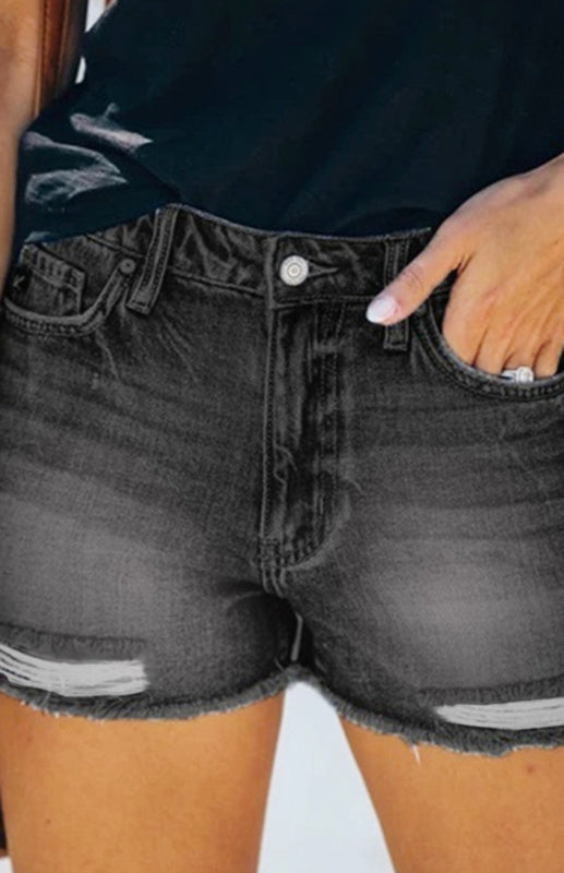 fz women's casual washed denim shorts