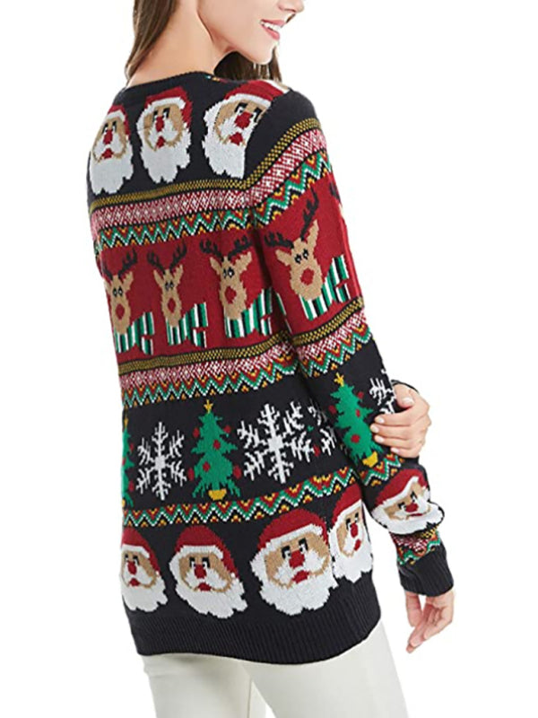 women's christmas crew neck long sleeve sweater