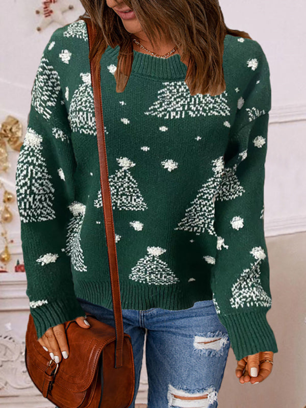 women's pullover christmas knitted long sleeve sweater