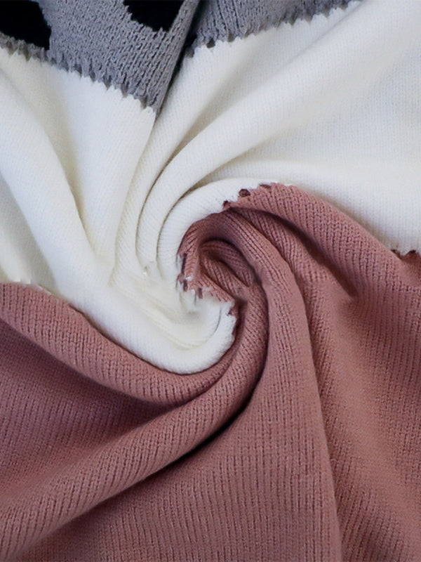 women’s crew neck colorblocked drop shoulder sweater