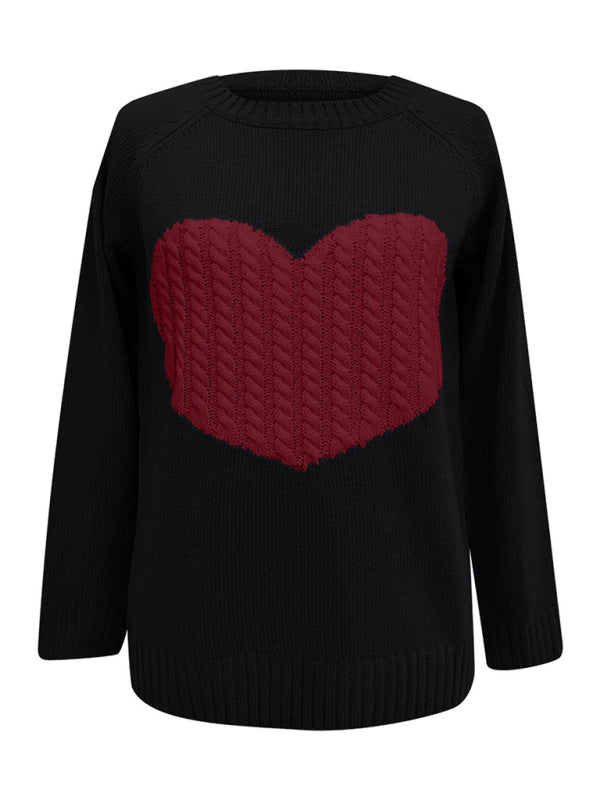 women's knitted sweater plus size love knitted pullover sweater women