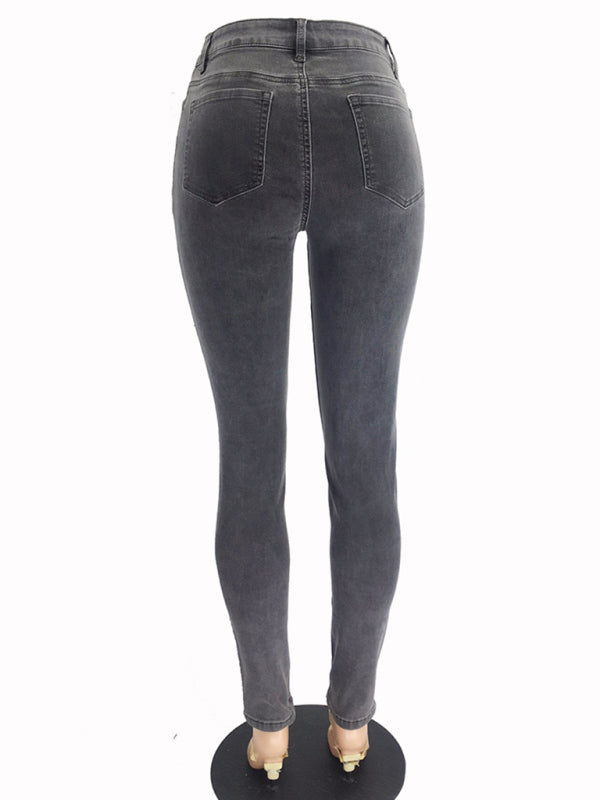women's fashion versatile high waist high elastic hip lift jeans