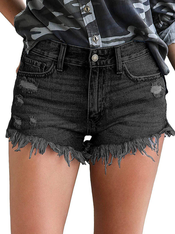 women's casual tassel high waist denim shorts