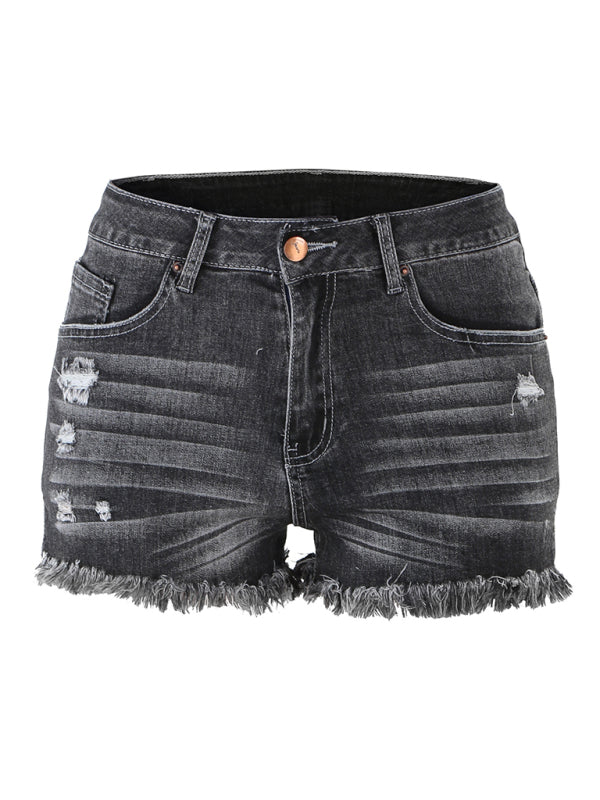 women's casual tassel high waist denim shorts