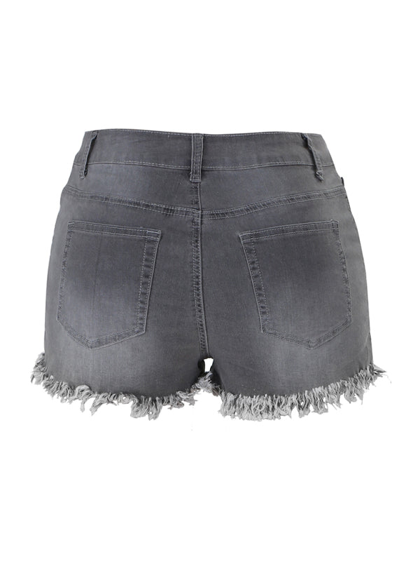women's casual tassel high waist denim shorts