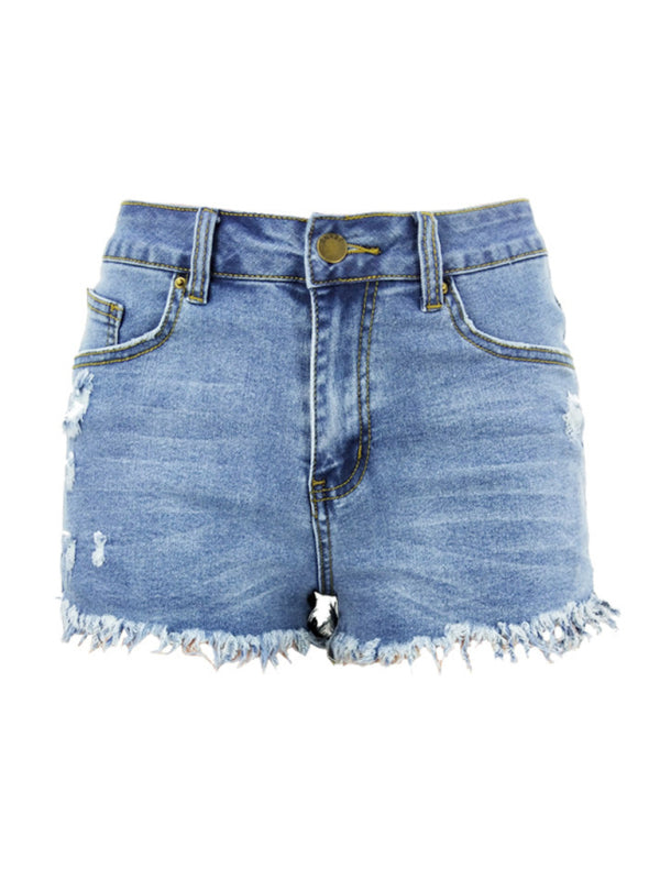 women's casual tassel high waist denim shorts