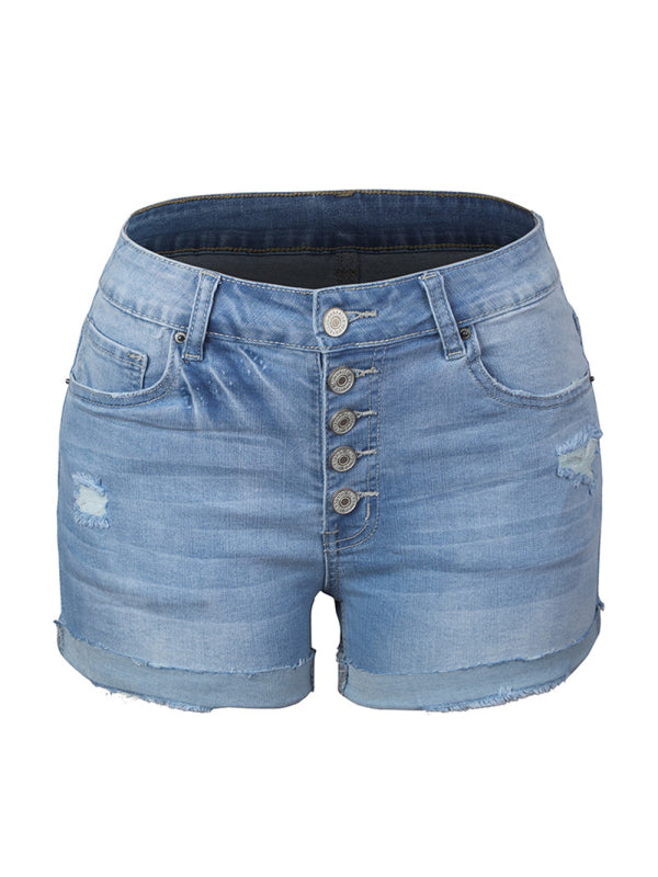 women's stretch ripped denim shorts