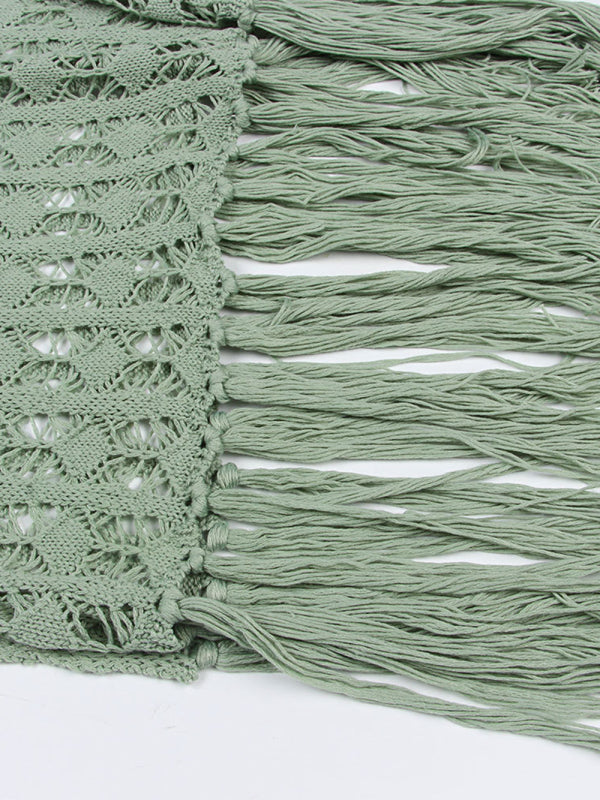 women's bikini top hollow lace tassel swimsuit coat beach long dress