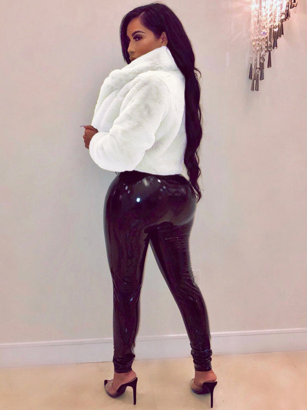 FZ Women's faux leather lapel short jacket - FZwear