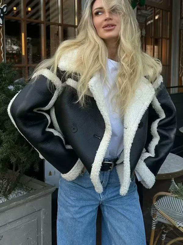 FZ Women's warm loose lambswool plush jacket - FZwear