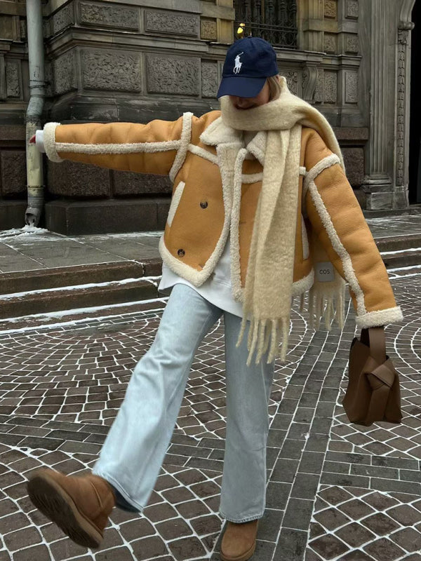 FZ Women's warm loose lambswool plush jacket - FZwear