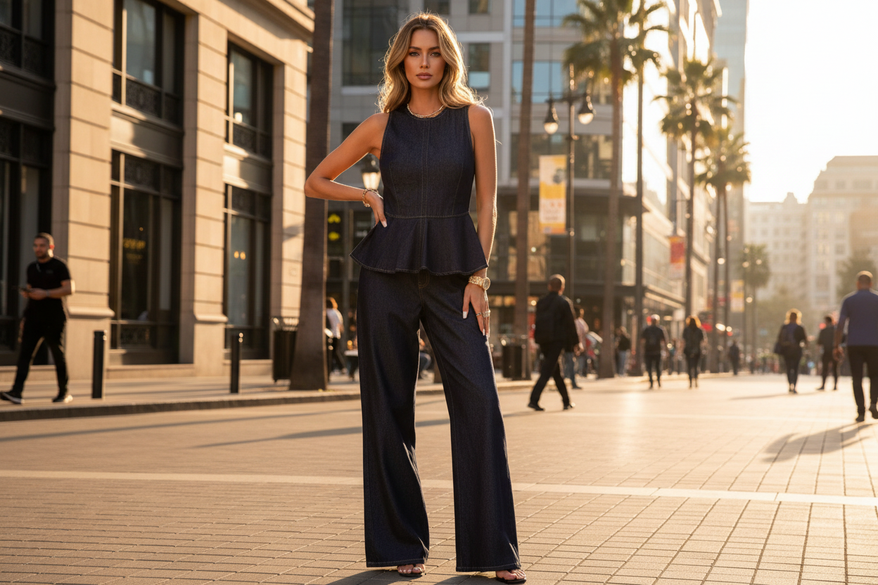 DENIM SUIT - FZ Wide Leg Two Piece