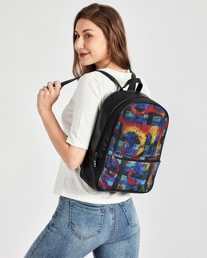 FZ AFRICAN ABSTRACT PRINT Classic Faux Leather Backpack - FZwear