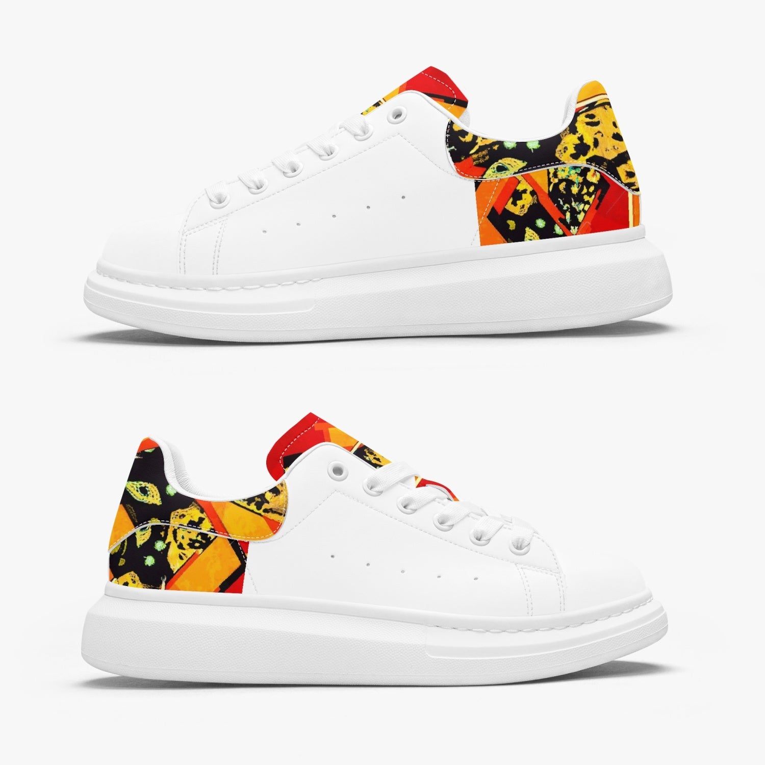 FZ Unisex African Print Leather Oversized Sneakers - FZwear