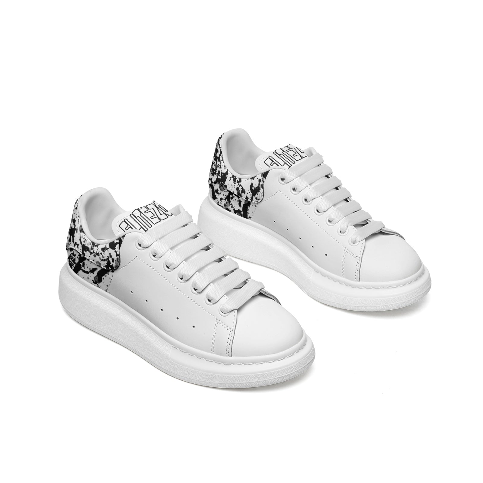 FZ Unisex Non Slip Lace Up Faux Leather Sneakers